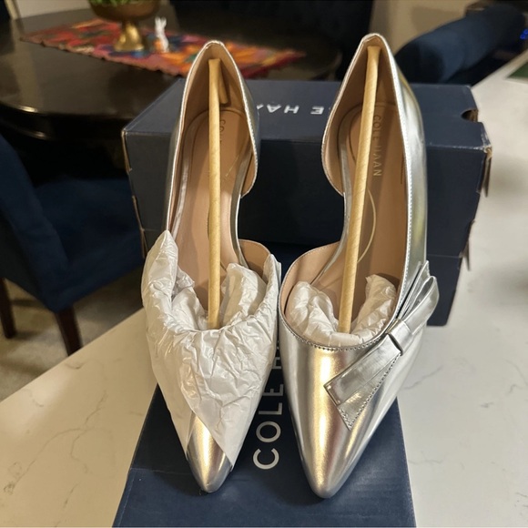 Cole Haan Women's Metallic Silver Loafers - Picture 7 of 7
